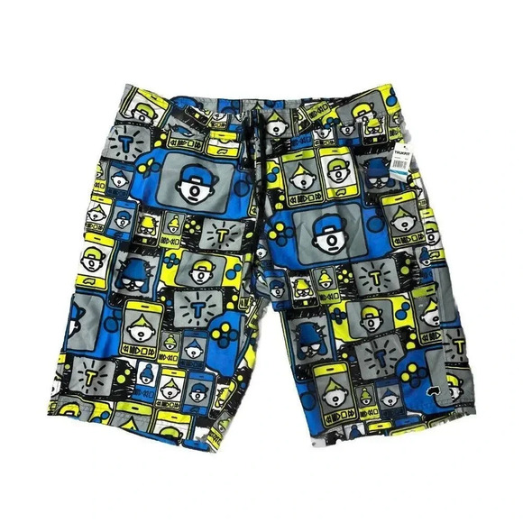 Trukfit Men’s  36 Swim Board Shorts Blue Green Gray Pockets Lil Wayne Pool Party - Picture 1 of 16